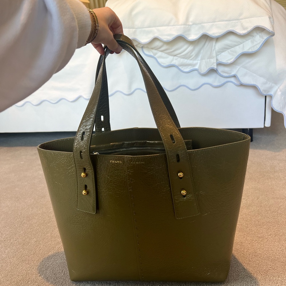 Frame Olive Green Shoulder Tote Bag